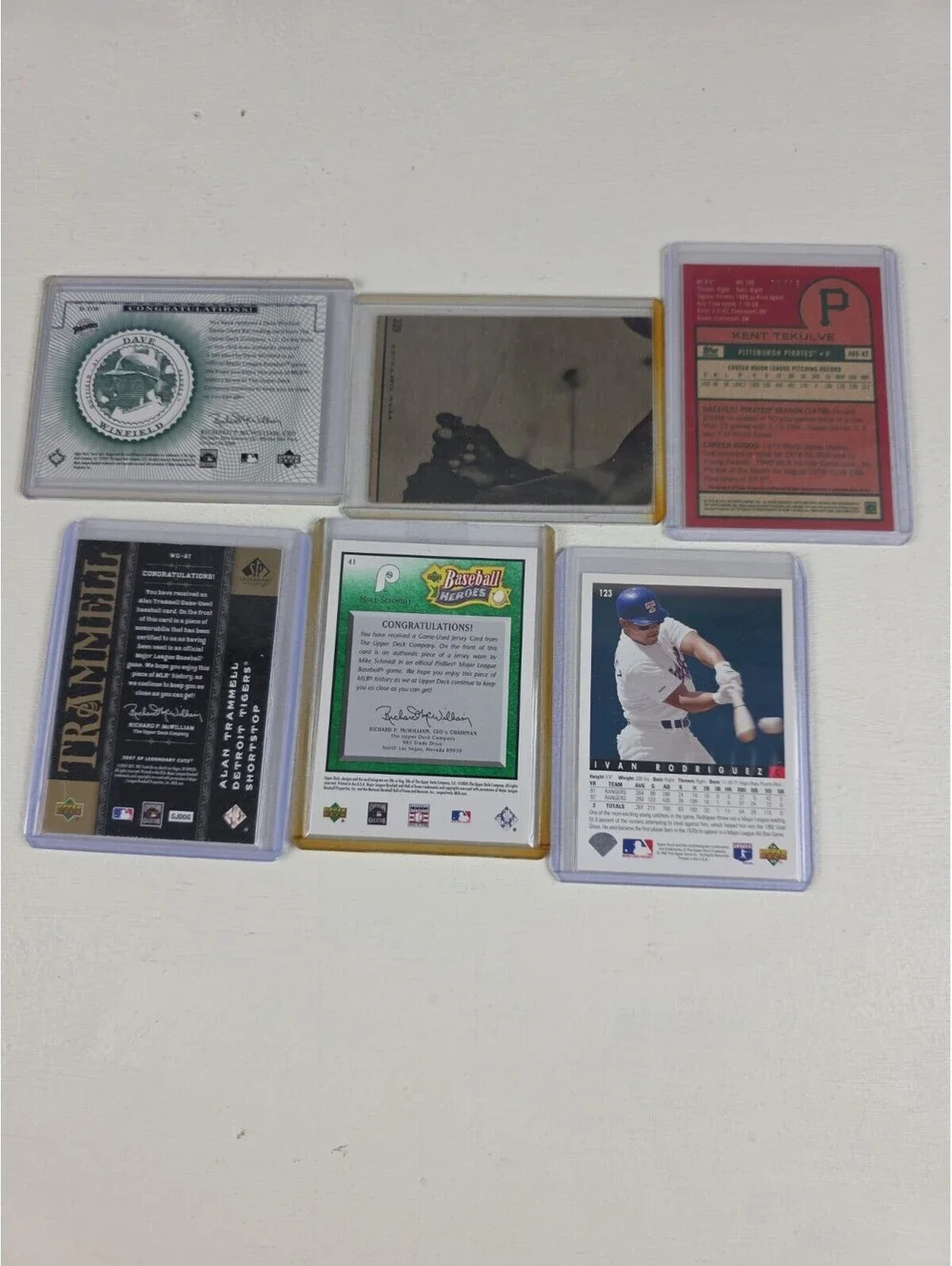 6 Card (MEM) Lot Baseball - HOF NM Autos Jersey Bat Mike Schmidt Alan Tramell ++